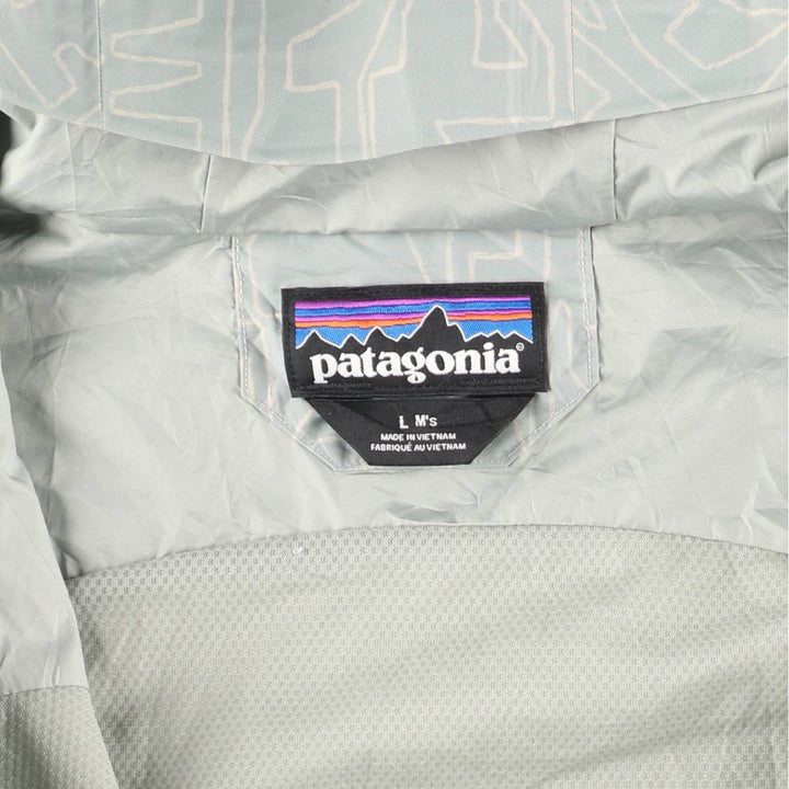Patagonia Powder Town Jacket 31625FA23, all-over print, hooded windbreaker, men's size L recycled polyester gray type Vintage Second Hand