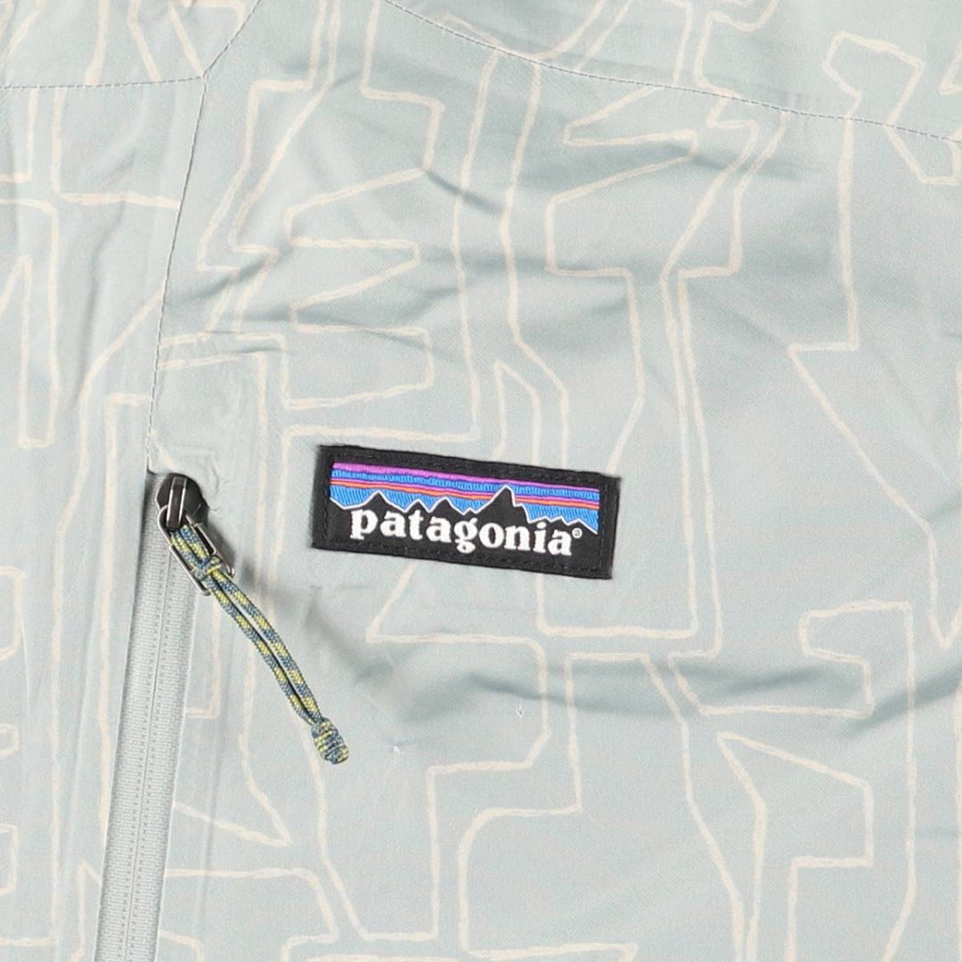 Patagonia Powder Town Jacket 31625FA23, all-over print, hooded windbreaker, men's size L recycled polyester gray type Vintage Second Hand