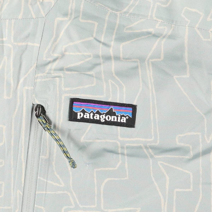 Patagonia Powder Town Jacket 31625FA23, all-over print, hooded windbreaker, men's size L recycled polyester gray type Vintage Second Hand