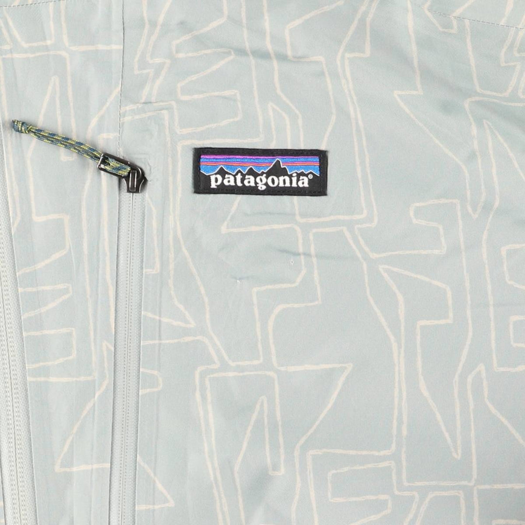 Patagonia Powder Town Jacket 31625FA23, all-over print, hooded windbreaker, men's size L recycled polyester gray type Vintage Second Hand