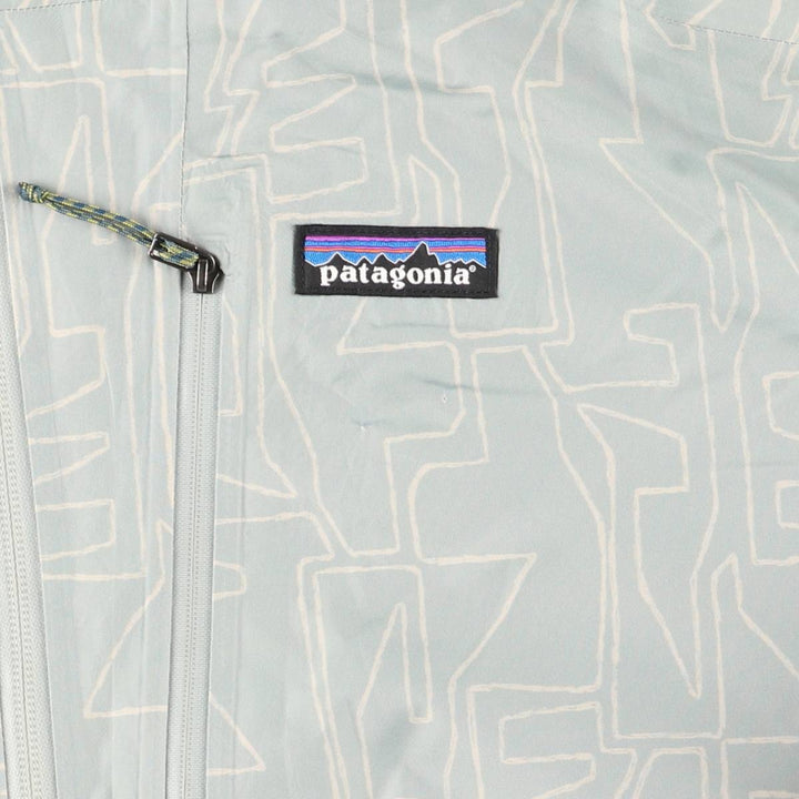 Patagonia Powder Town Jacket 31625FA23, all-over print, hooded windbreaker, men's size L recycled polyester gray type Vintage Second Hand