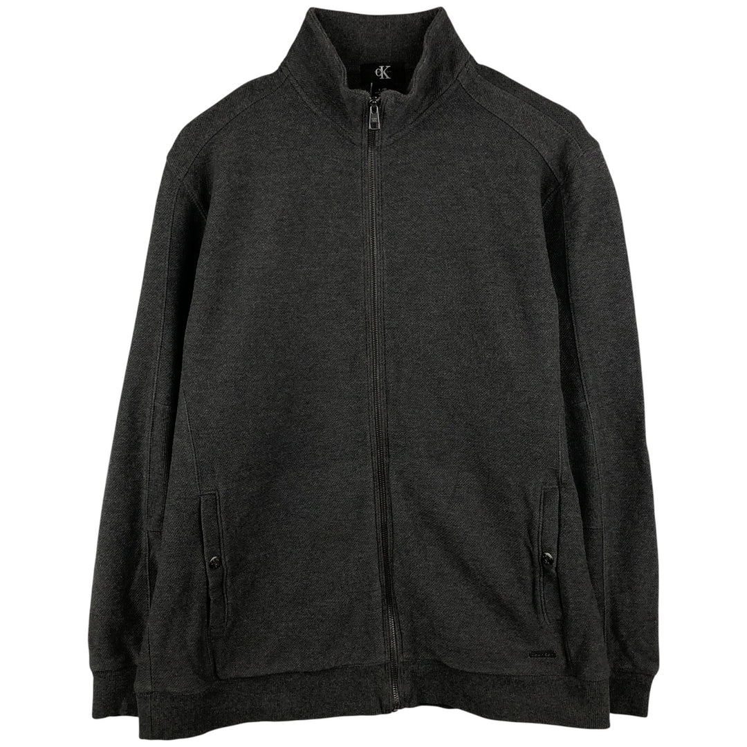 Vintage 90s-00'S Calvin Klein full-zip sweatshirt, size L, men's cotton Charcoal Vintage Second Hand