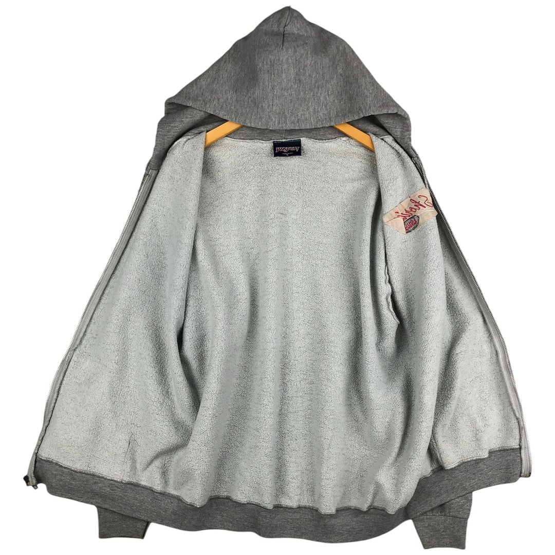 Vintage 90'S Jansport full-zip sweatshirt hoodie, made in the USA, size L, men's cotton gray type Vintage Second Hand