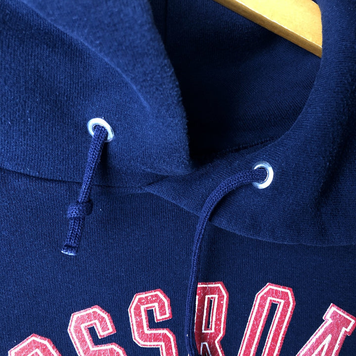 Vintage 90'S Jerzees Triple Print College Pullover Hoodie, Men's Size L cotton navy blue type Vintage Second Hand