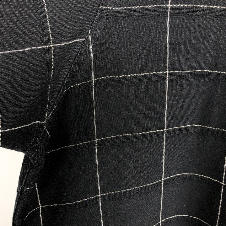 MARC EDWARDS Check Pattern Short Sleeve Rayon and Linen Box Shirt, Men's Size XL linen black type Vintage Second Hand