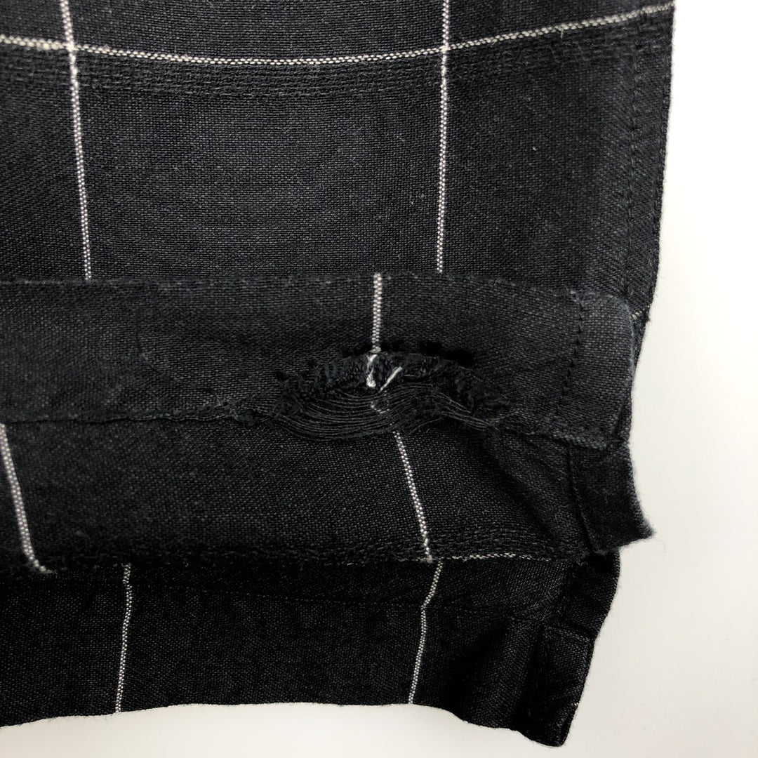 MARC EDWARDS Check Pattern Short Sleeve Rayon and Linen Box Shirt, Men's Size XL linen black type Vintage Second Hand