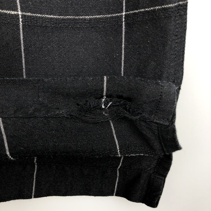 MARC EDWARDS Check Pattern Short Sleeve Rayon and Linen Box Shirt, Men's Size XL linen black type Vintage Second Hand