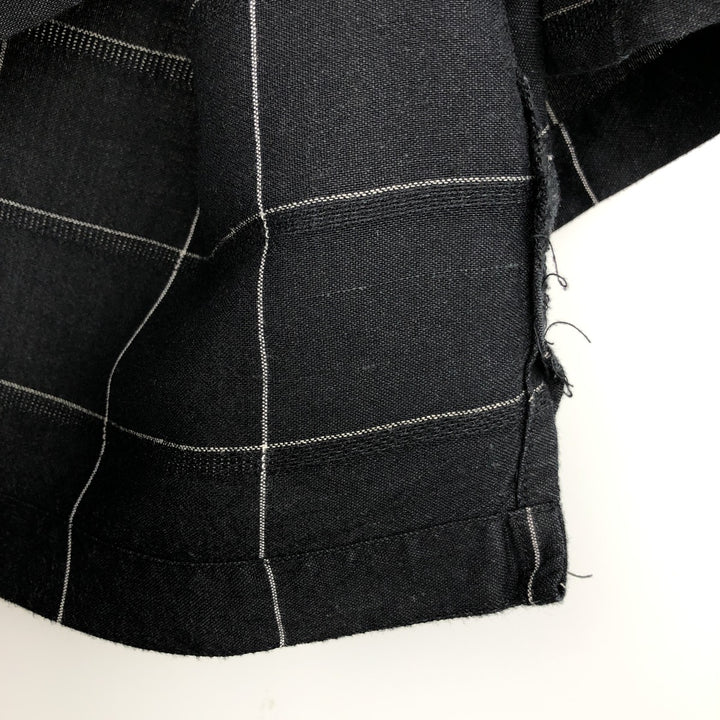 MARC EDWARDS Check Pattern Short Sleeve Rayon and Linen Box Shirt, Men's Size XL linen black type Vintage Second Hand