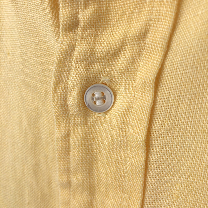 THANE Vintage Short Sleeve Linen Button-Down Shirt, Men's Size L linen yellow type Vintage Second Hand