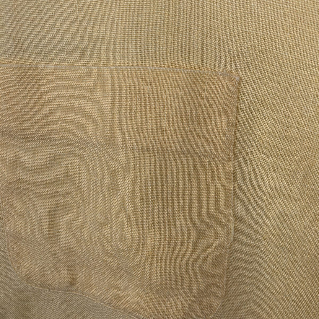 THANE Vintage Short Sleeve Linen Button-Down Shirt, Men's Size L linen yellow type Vintage Second Hand