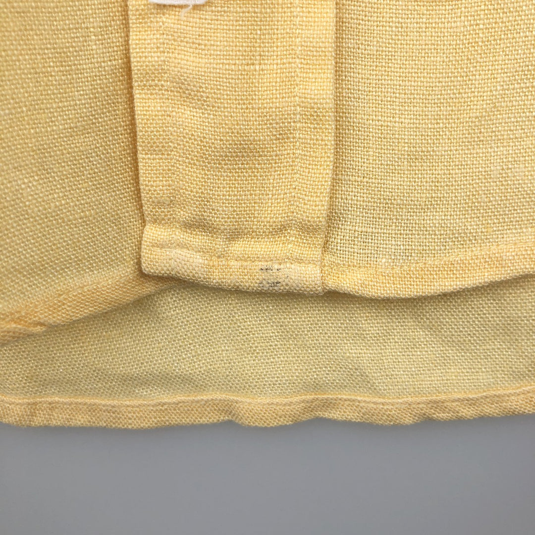THANE Vintage Short Sleeve Linen Button-Down Shirt, Men's Size L linen yellow type Vintage Second Hand