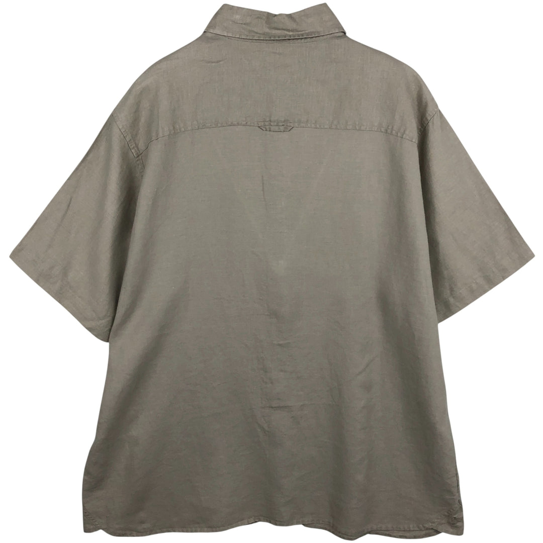 AXIST Short Sleeve Linen Box Shirt, Men's XL linen Beige type Vintage Second Hand