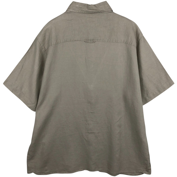 AXIST Short Sleeve Linen Box Shirt, Men's XL linen Beige type Vintage Second Hand