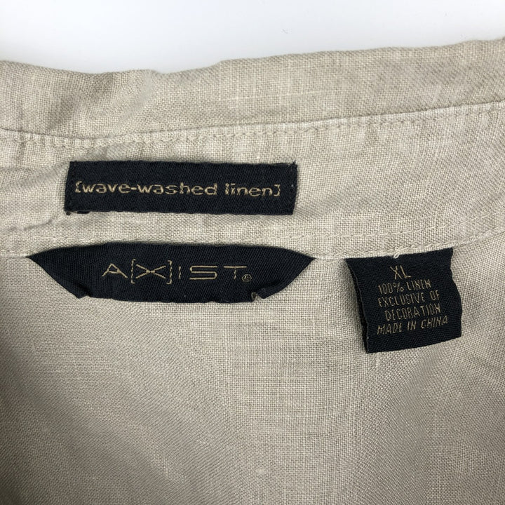 AXIST Short Sleeve Linen Box Shirt, Men's XL linen Beige type Vintage Second Hand