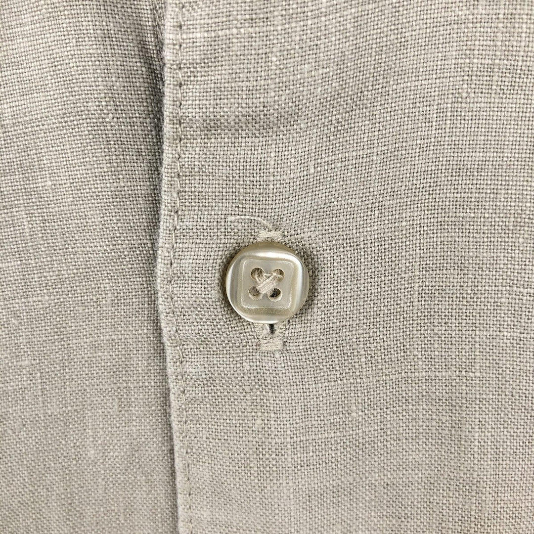 AXIST Short Sleeve Linen Box Shirt, Men's XL linen Beige type Vintage Second Hand