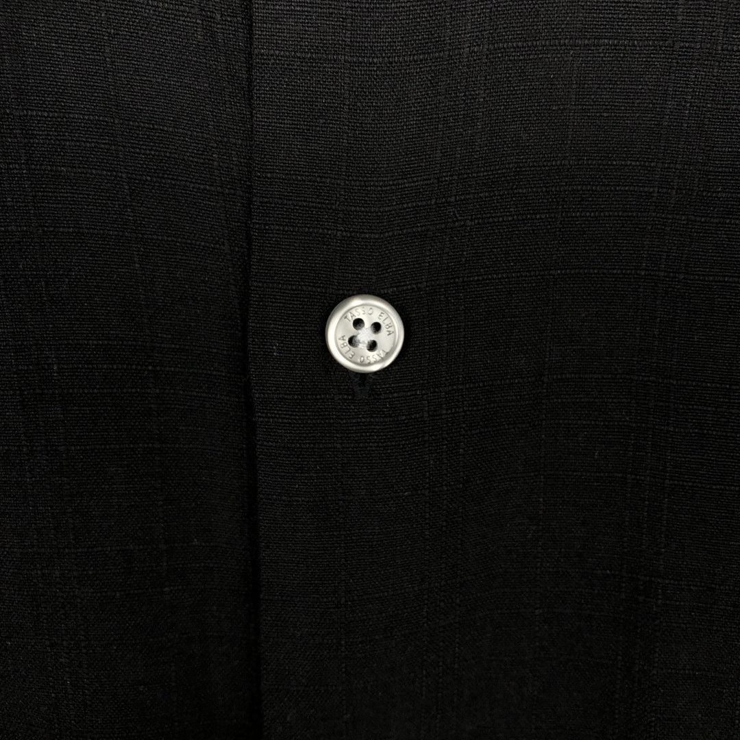 Tasso Elba Check Pattern Short Sleeve Linen and Silk Box Shirt, Men's XL silk black type Vintage Second Hand