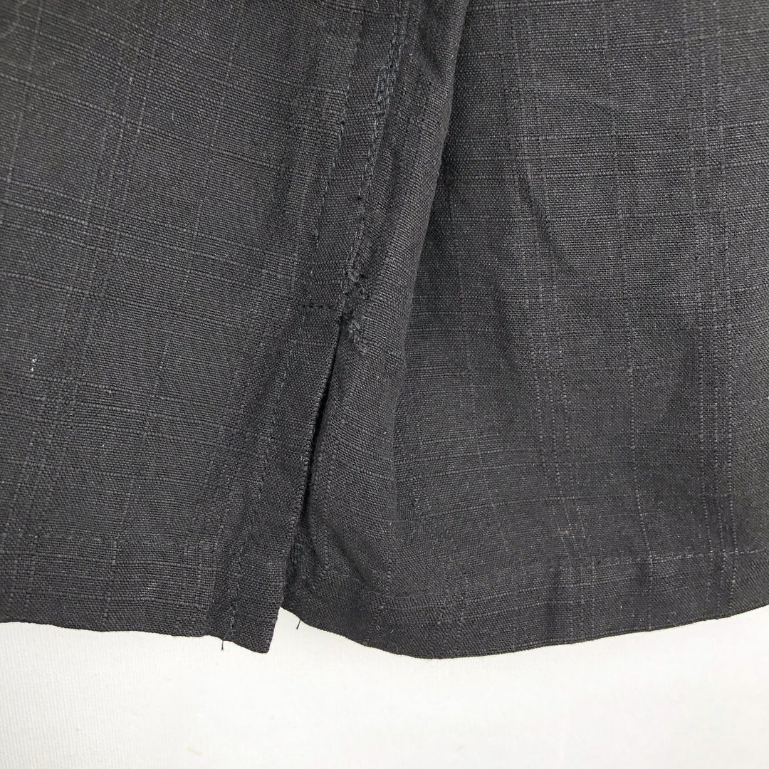 Tasso Elba Check Pattern Short Sleeve Linen and Silk Box Shirt, Men's XL silk black type Vintage Second Hand