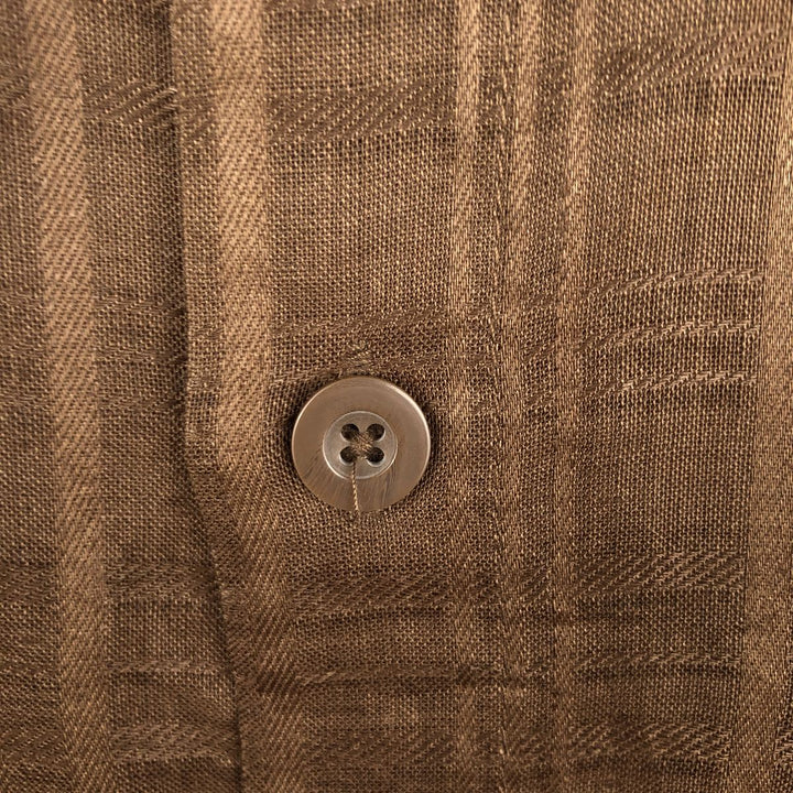 SYLLABLES Check Pattern Short Sleeve Linen Shirt, Box Shirt, Men's Size XL Lamy brown type Vintage Second Hand