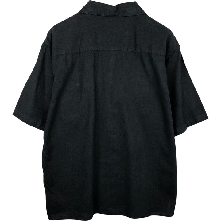 TRUST Short Sleeve Open Collar Rayon and Linen Box Shirt, Men's Size XL linen black type Vintage Second Hand
