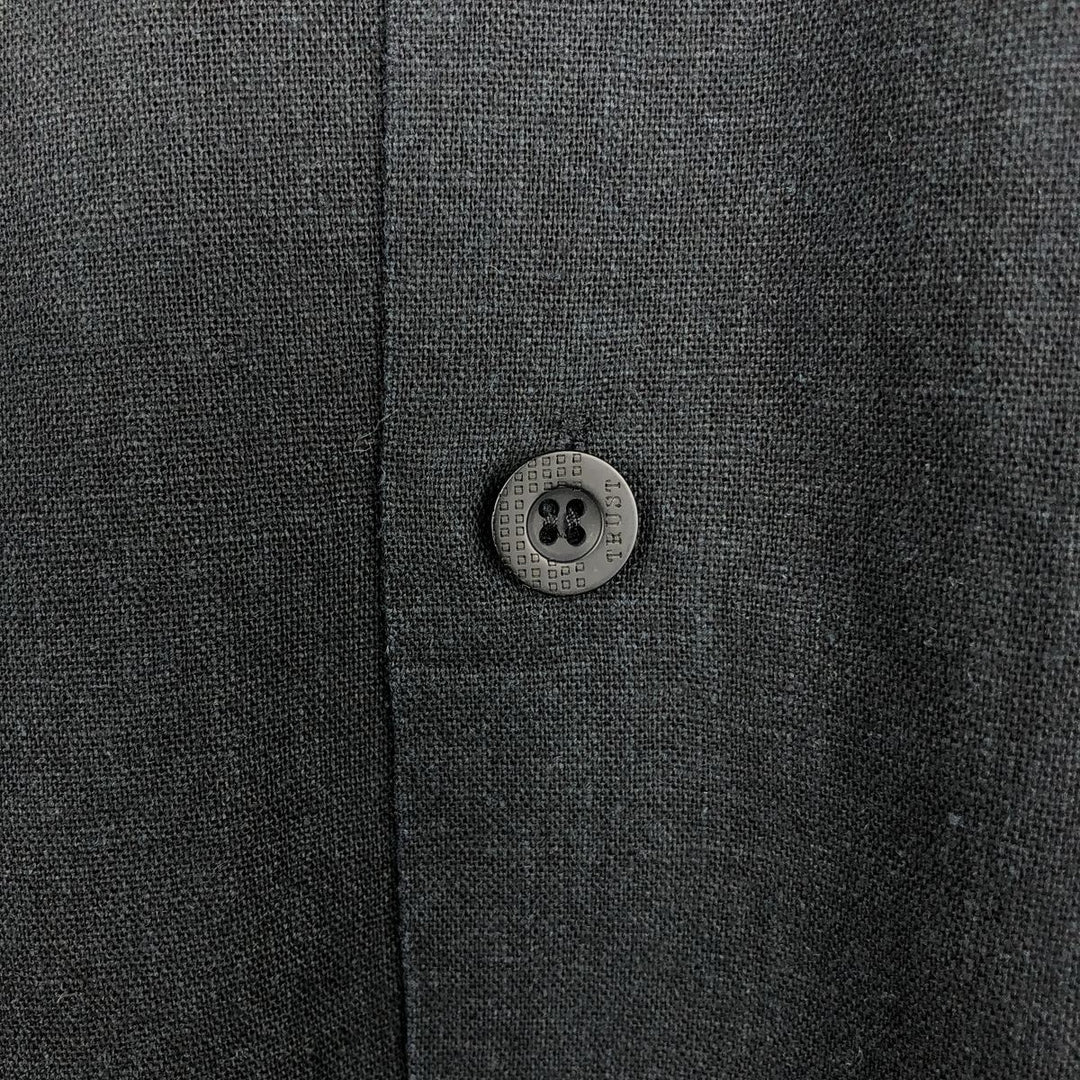 TRUST Short Sleeve Open Collar Rayon and Linen Box Shirt, Men's Size XL linen black type Vintage Second Hand