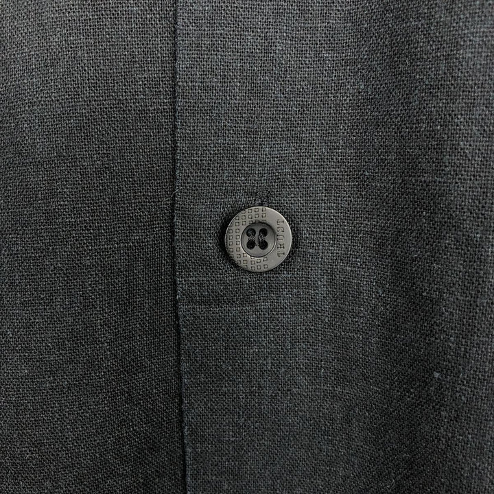 TRUST Short Sleeve Open Collar Rayon and Linen Box Shirt, Men's Size XL linen black type Vintage Second Hand