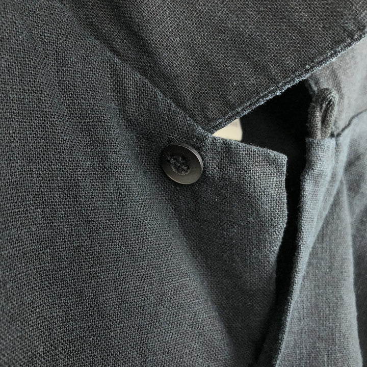 TRUST Short Sleeve Open Collar Rayon and Linen Box Shirt, Men's Size XL linen black type Vintage Second Hand