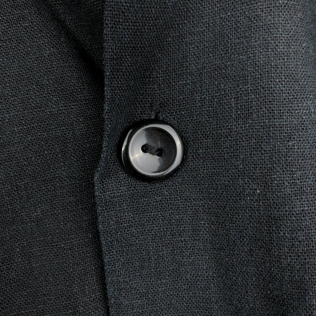 TRUST Short Sleeve Open Collar Rayon and Linen Box Shirt, Men's Size XL linen black type Vintage Second Hand