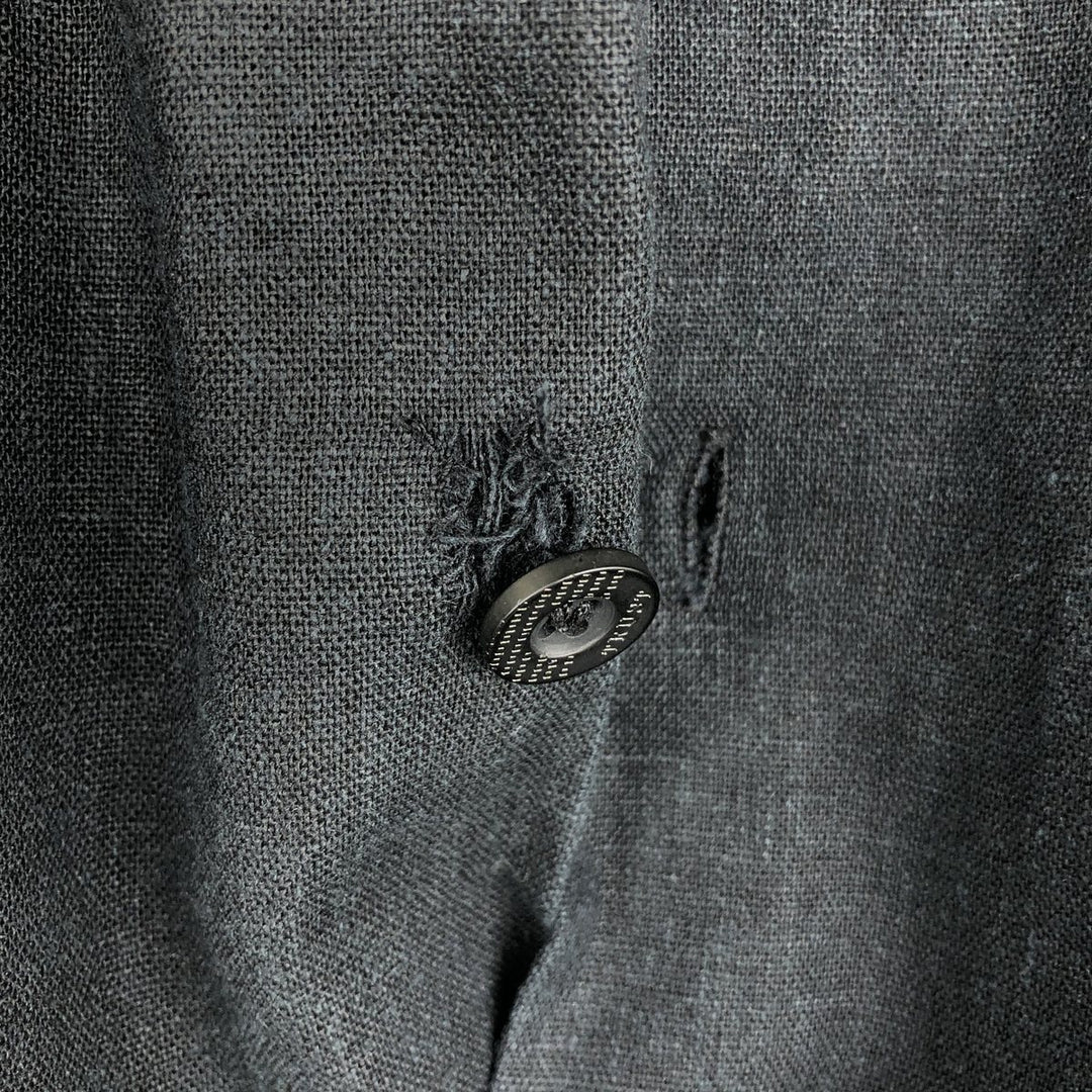 TRUST Short Sleeve Open Collar Rayon and Linen Box Shirt, Men's Size XL linen black type Vintage Second Hand