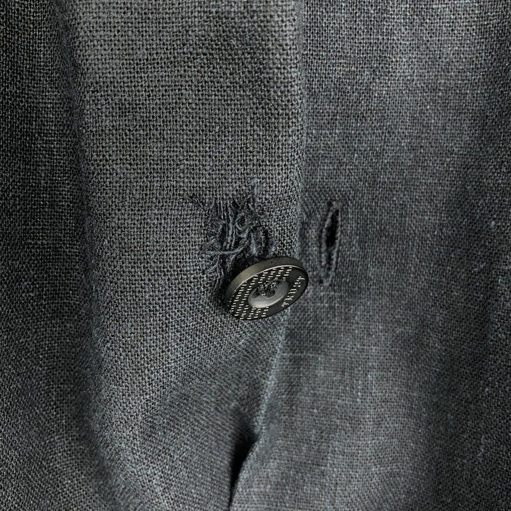 TRUST Short Sleeve Open Collar Rayon and Linen Box Shirt, Men's Size XL linen black type Vintage Second Hand