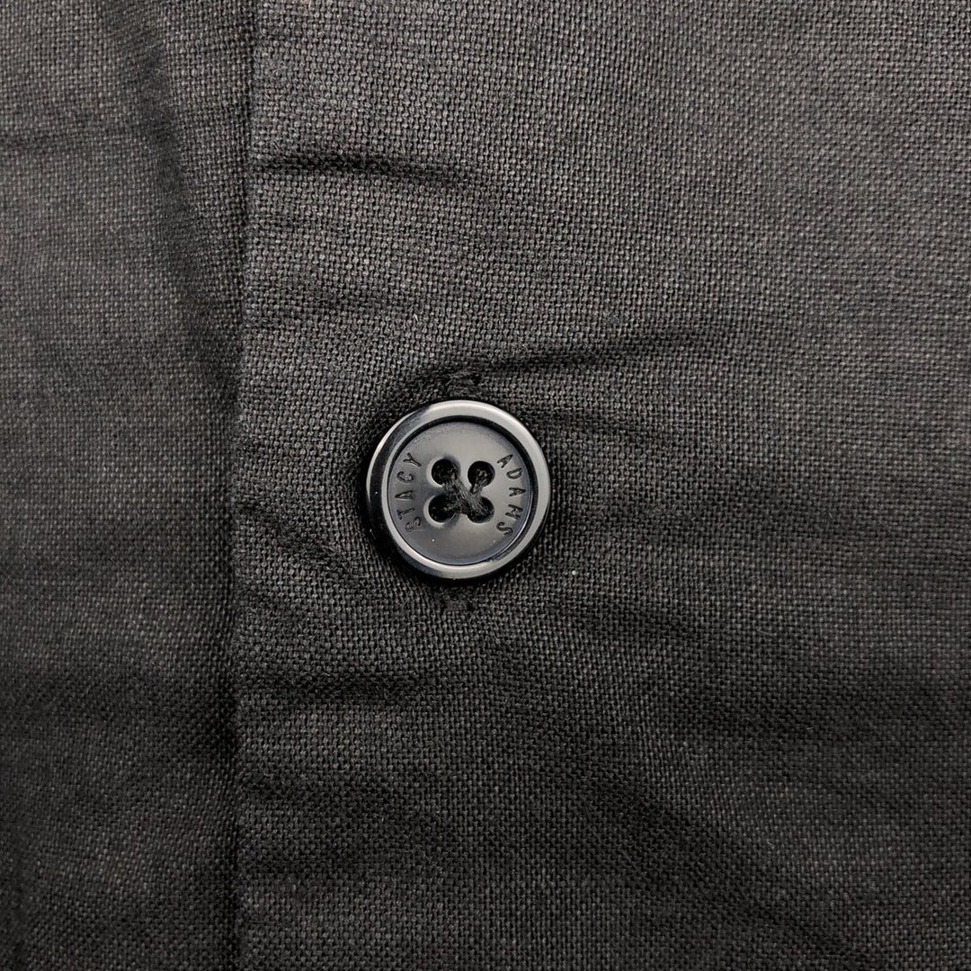 Stacy Adams Short Sleeve Open Collar Linen Box Shirt, Men's XL linen black type Vintage Second Hand