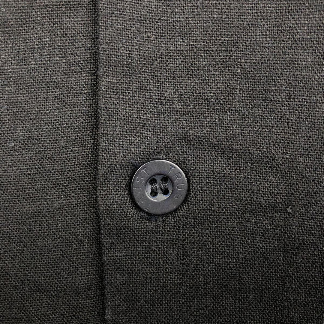 Trust Short Sleeve Open Collar Rayon and Linen Box Shirt, Men's XL linen black type Vintage Second Hand