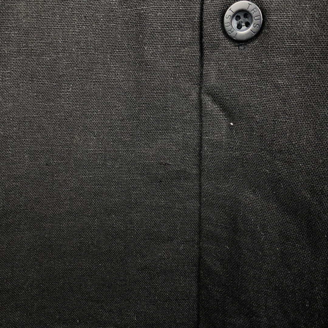 Trust Short Sleeve Open Collar Rayon and Linen Box Shirt, Men's XL linen black type Vintage Second Hand