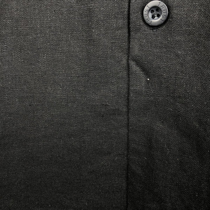 Trust Short Sleeve Open Collar Rayon and Linen Box Shirt, Men's XL linen black type Vintage Second Hand