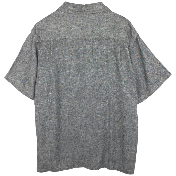 Haggar. Short-sleeved open-collar rayon x linen box shirt, men's size XL. linen gray type Vintage Second Hand