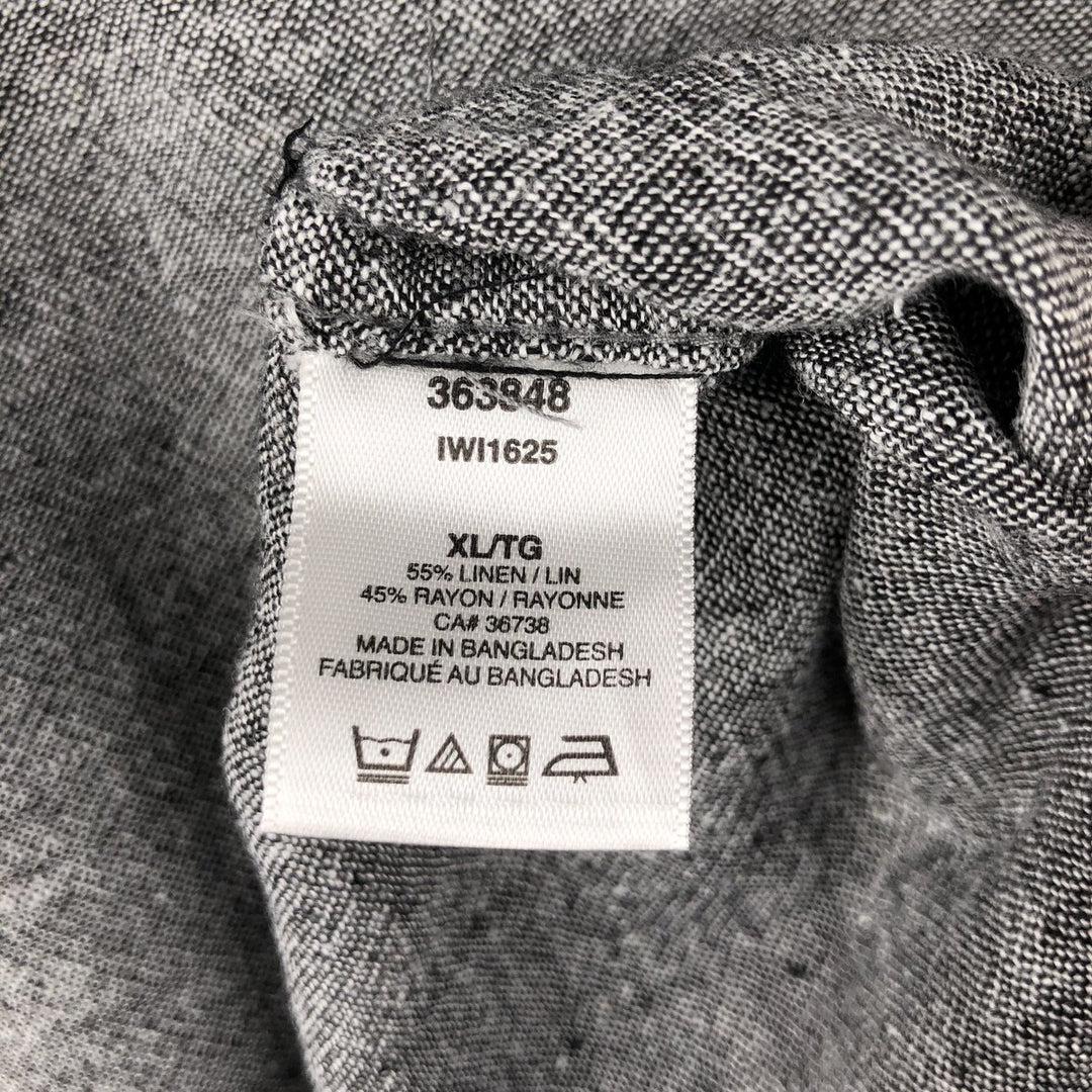 Haggar. Short-sleeved open-collar rayon x linen box shirt, men's size XL. linen gray type Vintage Second Hand