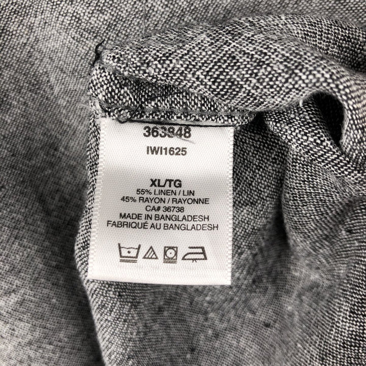 Haggar. Short-sleeved open-collar rayon x linen box shirt, men's size XL. linen gray type Vintage Second Hand