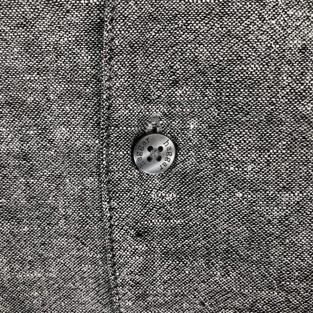 Haggar. Short-sleeved open-collar rayon x linen box shirt, men's size XL. linen gray type Vintage Second Hand