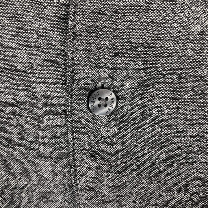 Haggar. Short-sleeved open-collar rayon x linen box shirt, men's size XL. linen gray type Vintage Second Hand