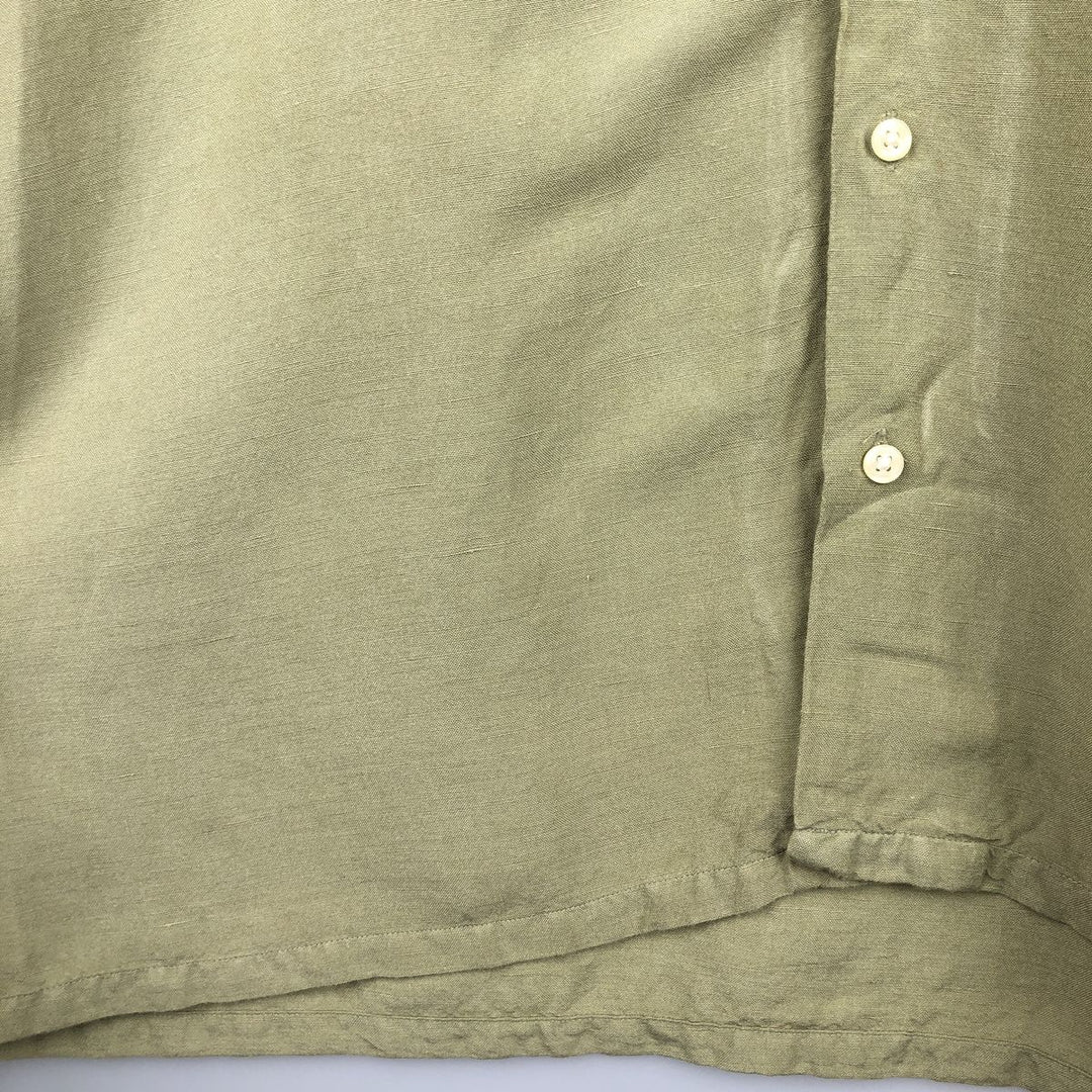 CLUB ROOM Short Sleeve Open Collar Rayon and Linen Box Shirt, Men's Size XL linen green type yellow green Vintage Second Hand