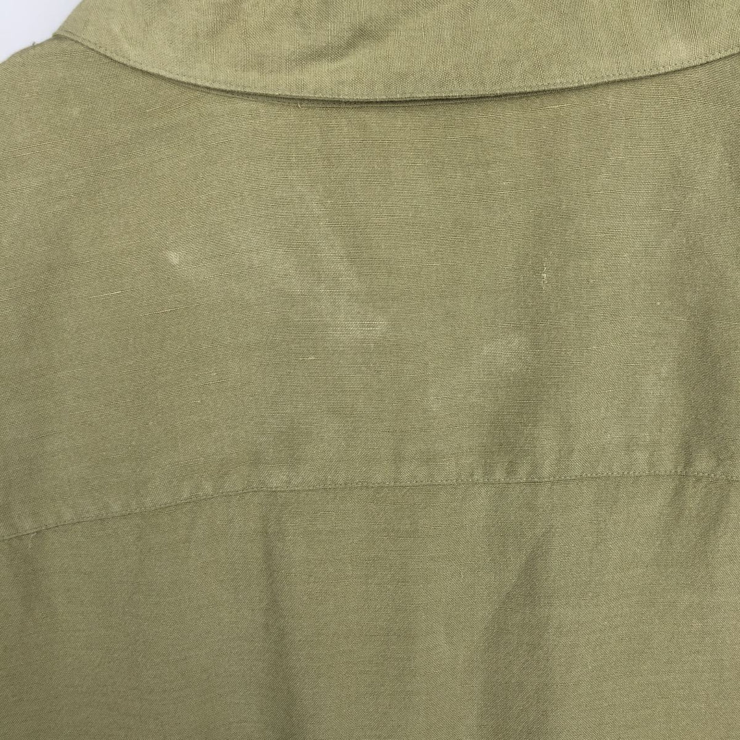 CLUB ROOM Short Sleeve Open Collar Rayon and Linen Box Shirt, Men's Size XL linen green type yellow green Vintage Second Hand