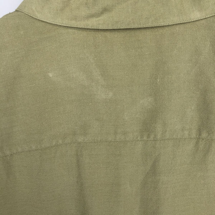 CLUB ROOM Short Sleeve Open Collar Rayon and Linen Box Shirt, Men's Size XL linen green type yellow green Vintage Second Hand