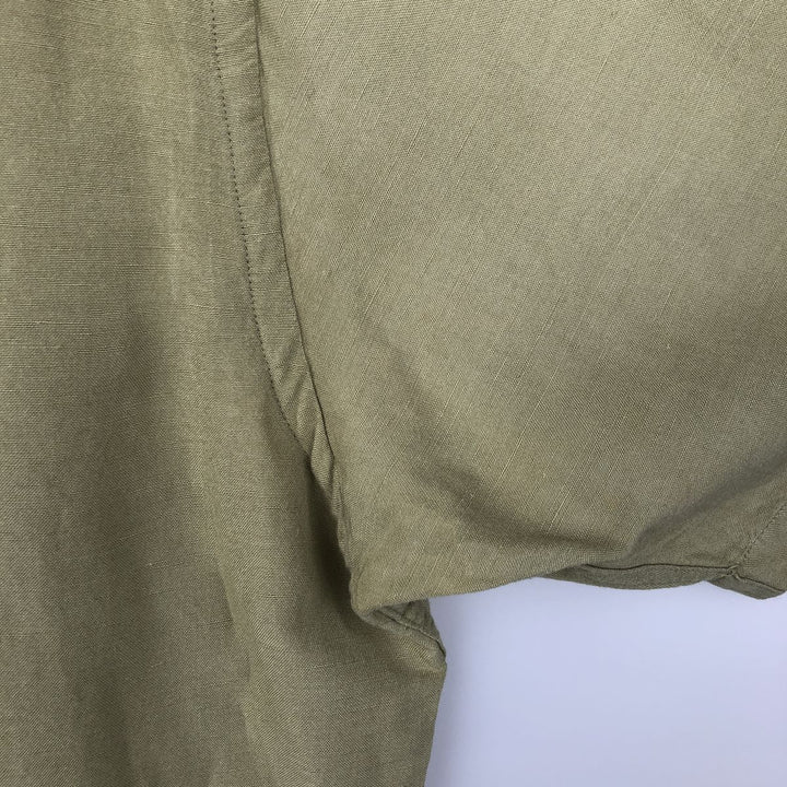 CLUB ROOM Short Sleeve Open Collar Rayon and Linen Box Shirt, Men's Size XL linen green type yellow green Vintage Second Hand
