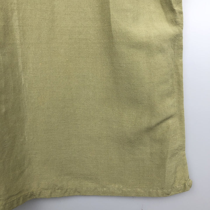 CLUB ROOM Short Sleeve Open Collar Rayon and Linen Box Shirt, Men's Size XL linen green type yellow green Vintage Second Hand