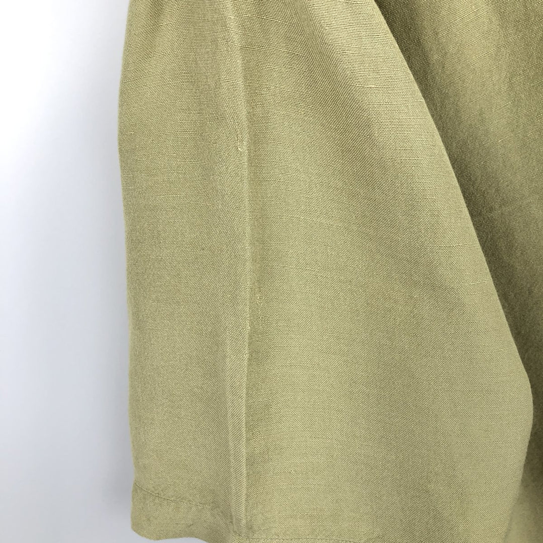 CLUB ROOM Short Sleeve Open Collar Rayon and Linen Box Shirt, Men's Size XL linen green type yellow green Vintage Second Hand