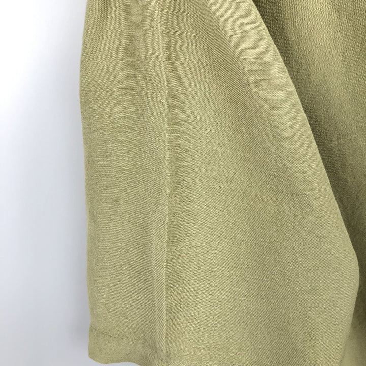CLUB ROOM Short Sleeve Open Collar Rayon and Linen Box Shirt, Men's Size XL linen green type yellow green Vintage Second Hand