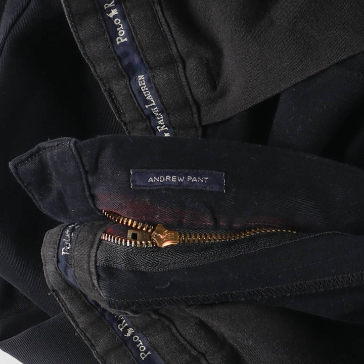 Ralph Lauren Polo Ralph Lauren Two-pleat Chino Pants for Men, W35 cotton black type Vintage Second Hand
