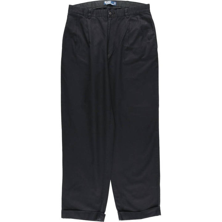 Ralph Lauren POLO by Ralph Lauren Two-pleat Chino Pants for Men, W34 equivalent cotton black type Vintage Second Hand
