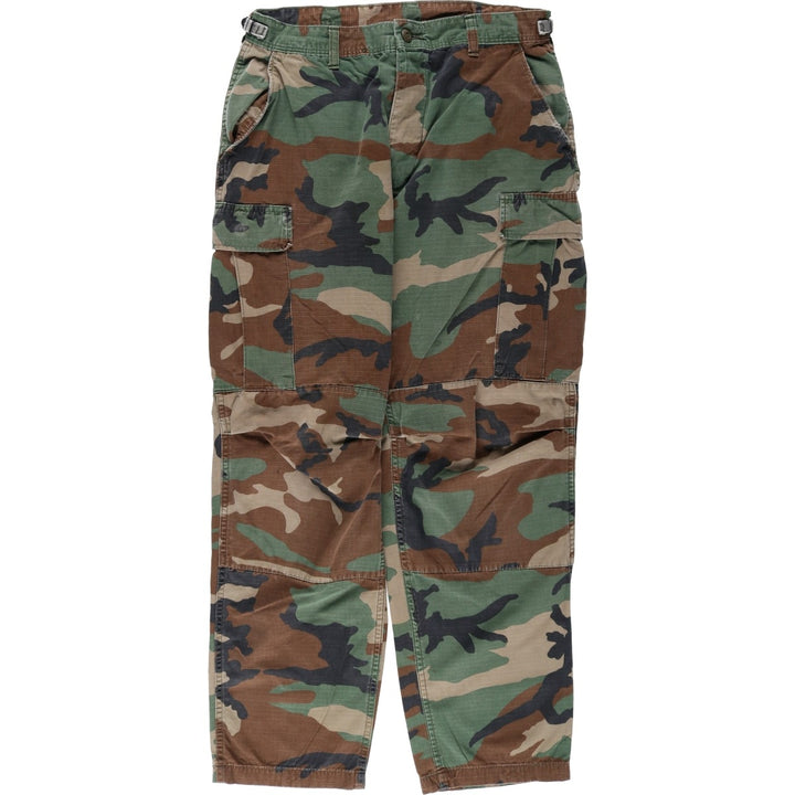Authentic 1980'S US Military Camouflage Woodland Camo Ripstop Military Cargo Pants, Made in USA, Men's, Size W33 cotton Khaki type sage green Vintage Second Hand