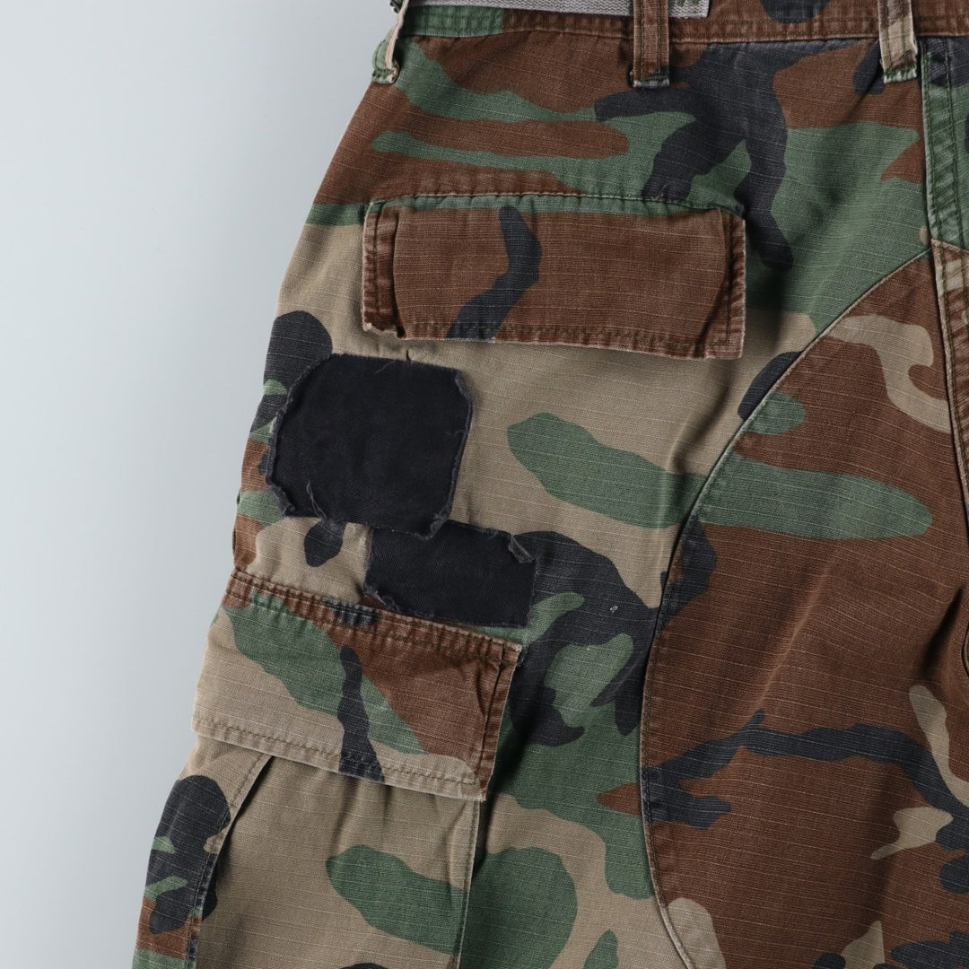Authentic 1980'S US Military Camouflage Woodland Camo Ripstop Military Cargo Pants, Made in USA, Men's, Size W33 cotton Khaki type sage green Vintage Second Hand