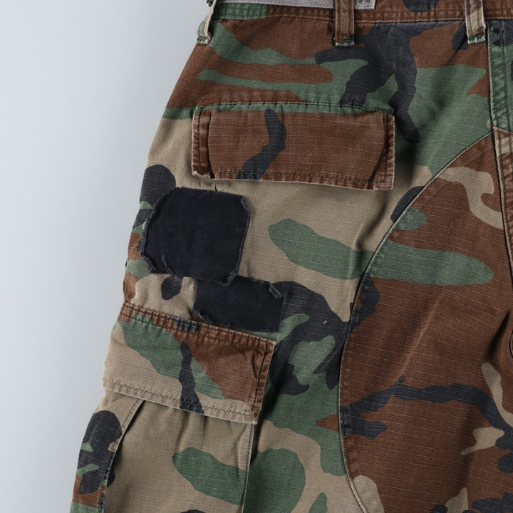 Authentic 1980'S US Military Camouflage Woodland Camo Ripstop Military Cargo Pants, Made in USA, Men's, Size W33 cotton Khaki type sage green Vintage Second Hand